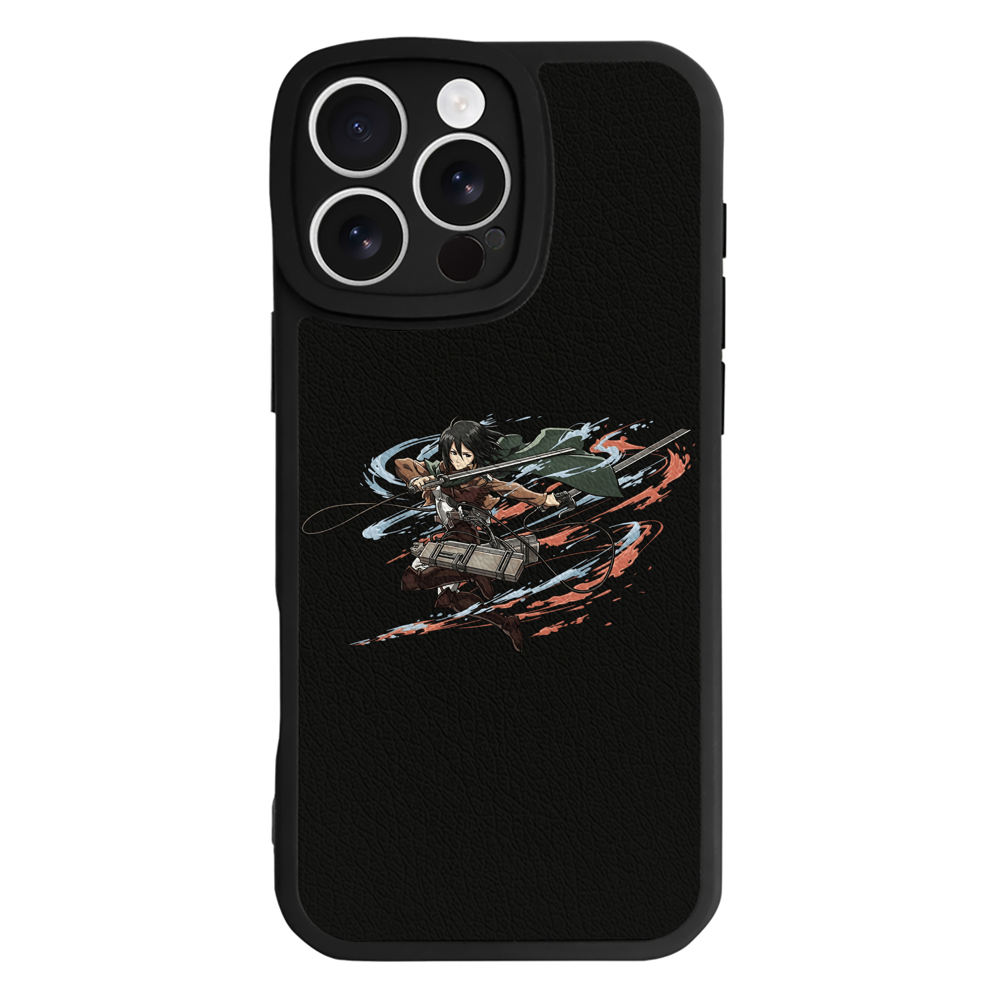 （画像用） 進撃の巨人 ミカサ·アッカーマン Attack on Titan Mikasa Ackerman 【iPhone 16シリーズ対応】シリコンスマホケース（レザー調） 材質：シリコン